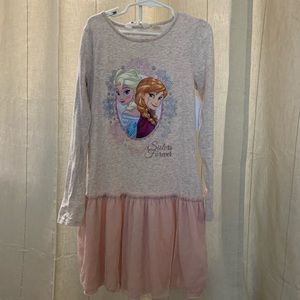 H&M Girls Long Sleeved Pink/Cream Frozen Dress